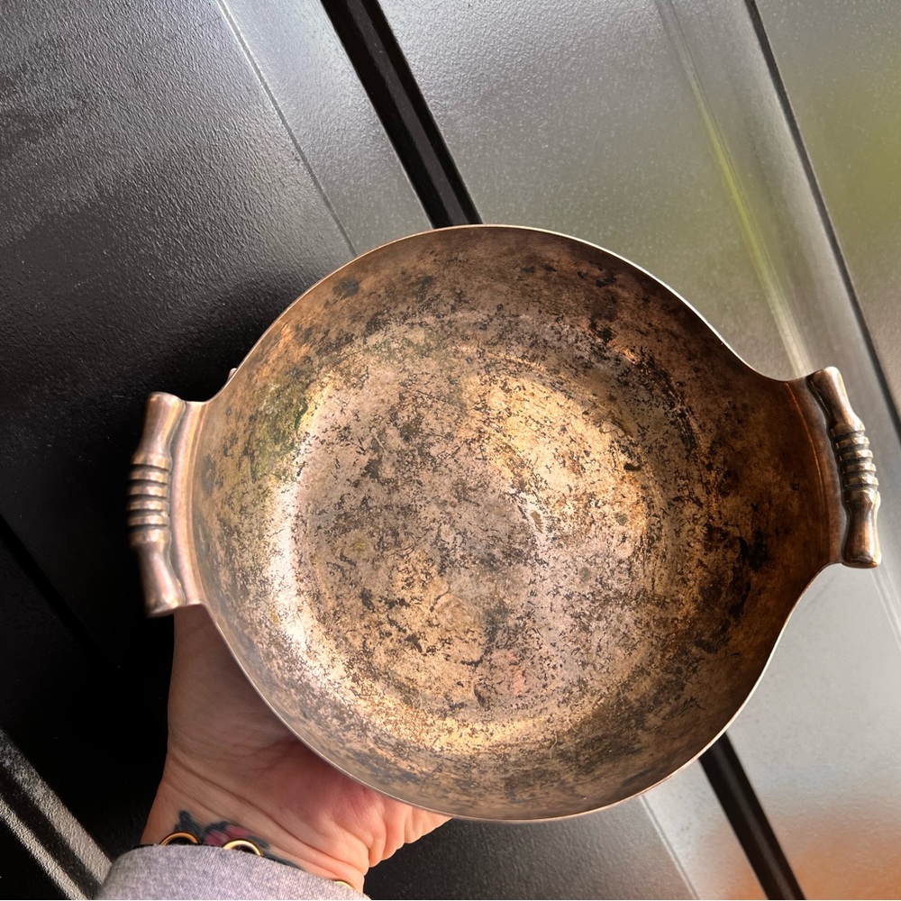 Vintage Silver Plate Ecuelle, Two-Handled  Bowl by COHR DENMARK mid 20th century